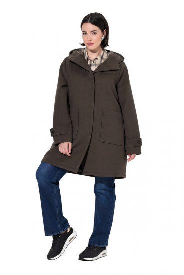 Ulla Popken 851803 Duffle plašč Temno rjava - Plašči - Plašči za ženske večjih velikosti
