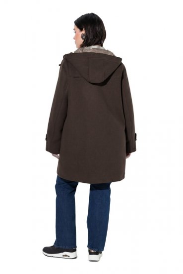 Ulla Popken 851803 Duffle plašč Temno rjava - Plašči - Plašči za ženske večjih velikosti