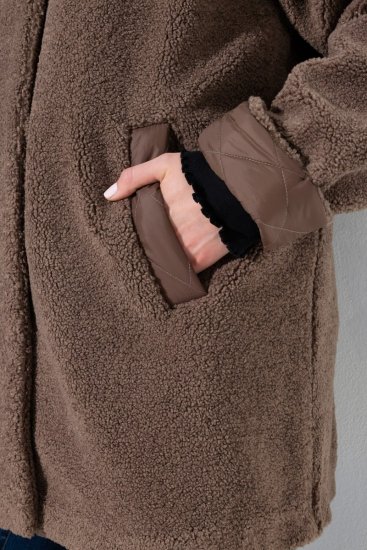 Ulla Popken 851809 Teddy jakna Svetlo rjava - Jakne - Jakne za ženske v velikih številkah