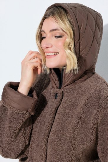 Ulla Popken 851809 Teddy jakna Svetlo rjava - Jakne - Jakne za ženske v velikih številkah
