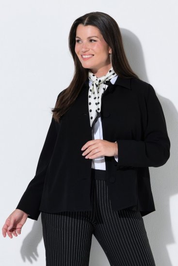 Ulla Popken 852167 Suknjič s srajčnim ovratnikom Črna - Blazer - Blazerji v velikih velikostih za ženske