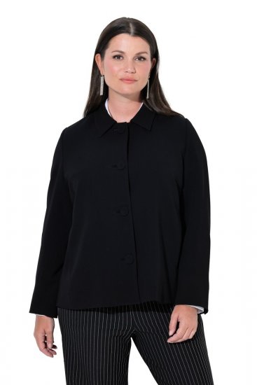 Ulla Popken 852167 Suknjič s srajčnim ovratnikom Črna - Blazer - Blazerji v velikih velikostih za ženske