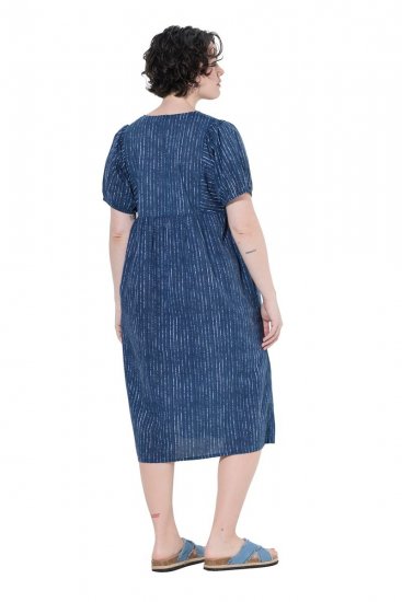 Ulla Popken 852214 Črtasta midi obleka Temno modra - Midi obleke - Ženske midi obleke večjih velikosti