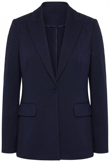 Ulla Popken 852498 Suknjič s kamenčki Temno modra - Blazer - Blazerji v velikih velikostih za ženske