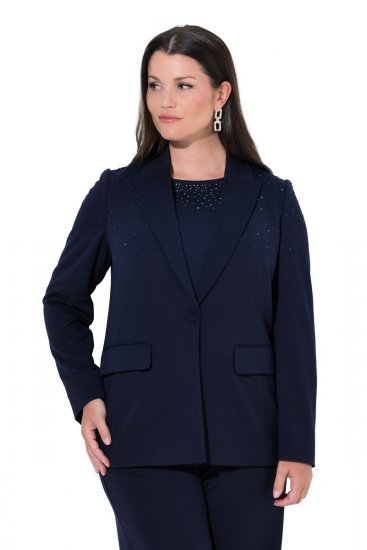 Ulla Popken 852498 Suknjič s kamenčki Temno modra - Blazer - Blazerji v velikih velikostih za ženske