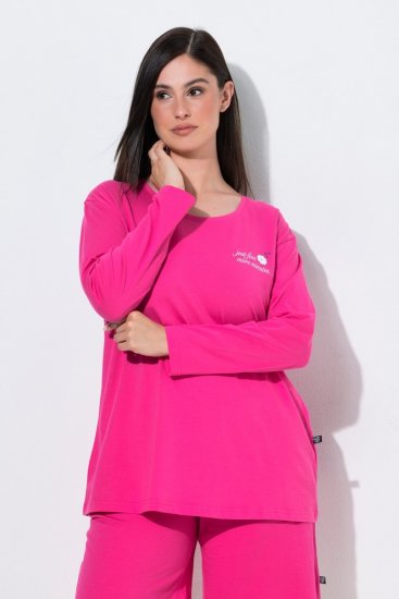 Ulla Popken 852747 Zgornji del pižame z dolgimi rokavi Roza - Pižame/Oblačila za spanje - 