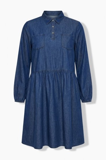 Ulla Popken 852768 Jeans obleka A-kroja z žepi Denim modra - Obleke - Obleke za vse velikosti