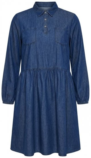 Ulla Popken 852768 Jeans obleka A-kroja z žepi Denim modra - Obleke - Obleke za vse velikosti