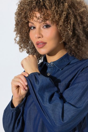 Ulla Popken 852768 Jeans obleka A-kroja z žepi Denim modra - Obleke - Obleke za vse velikosti