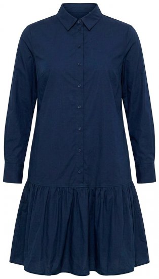 Ulla Popken 853457 Obleka z dolgimi rokavi Temno modra - Midi obleke - Ženske midi obleke večjih velikosti