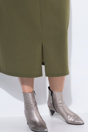 Ulla Popken 853510 Midi obleka z žepi Kaki - Midi obleke - Ženske midi obleke večjih velikosti