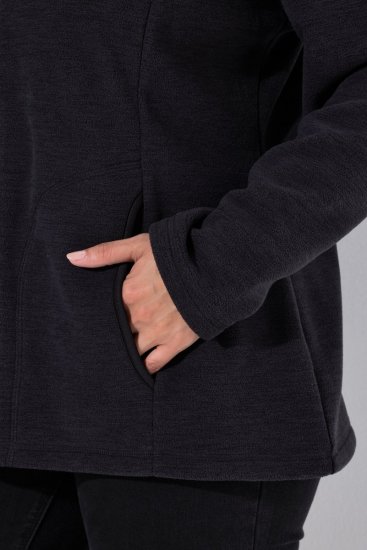 Ulla Popken 853668 Flis jakna z ovratnikom pokonci Črna - Oblačila iz flisa - 