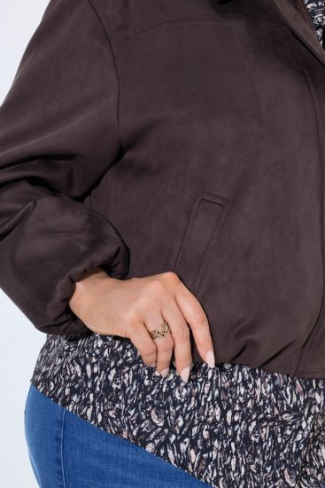 Ulla Popken 853792 Jakna iz umetnega semiša Rjava - Jakne - Jakne za ženske v velikih številkah