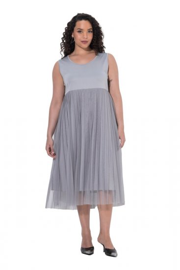 Ulla Popken 853879 Midi obleka A-kroja Siva - Midi obleke - Ženske midi obleke večjih velikosti