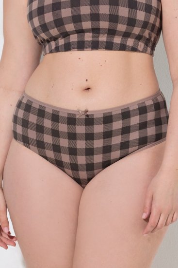 Ulla Popken 854114 Karirane spodnjice 5 kosa Taupe - Spodnjice - 