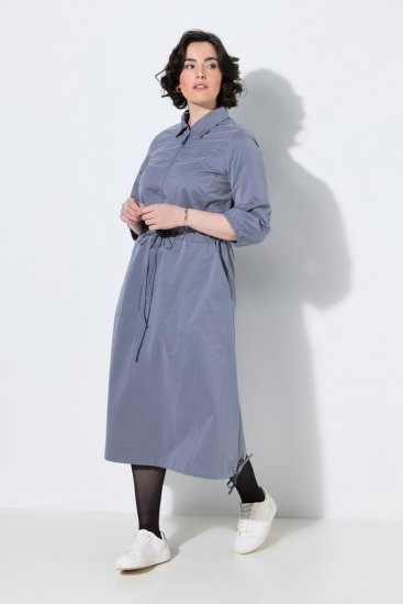 Ulla Popken 854413 Midi obleka z vrvico Siva - Midi obleke - Ženske midi obleke večjih velikosti