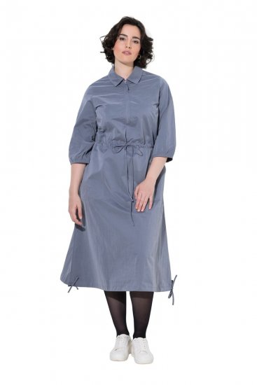 Ulla Popken 854413 Midi obleka z vrvico Siva - Midi obleke - Ženske midi obleke večjih velikosti