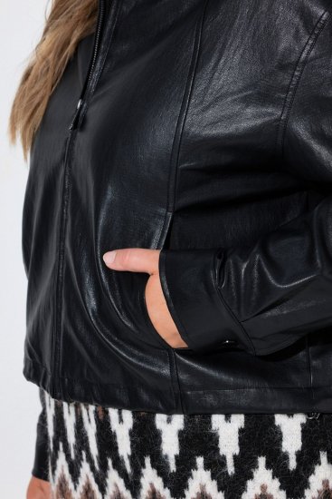 Ulla Popken 854795 Biker jakna iz umetnega usnja Črna - Jakne - Jakne za ženske v velikih številkah