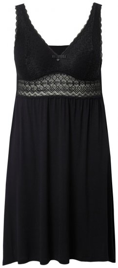 Ulla Popken 855428 Negliže s čipko Črna - Spalne srajce - 