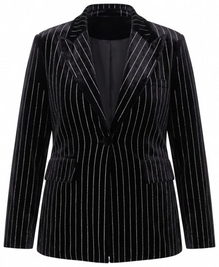 Ulla Popken 855499 Žameten suknjič s kamenčki Črna - Blazer - Blazerji v velikih velikostih za ženske