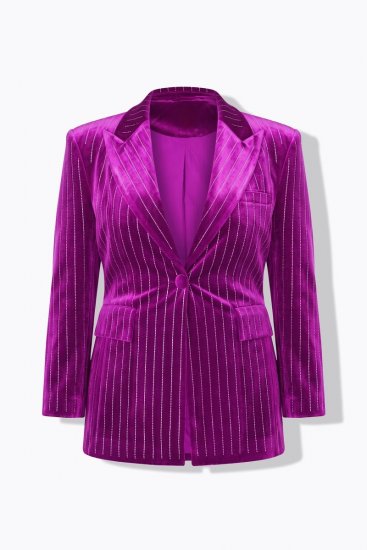 Ulla Popken 855499 Žameten suknjič s kamenčki Magenta - Blazer - Blazerji v velikih velikostih za ženske