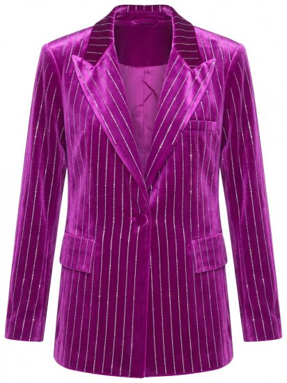 Ulla Popken 855499 Žameten suknjič s kamenčki Magenta - Blazer - Blazerji v velikih velikostih za ženske