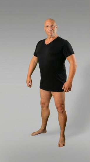 20 Nodi 9001 Short Sleeve V-Neck in Stretch Cotton Black - Undershirts - 