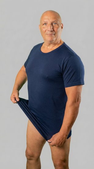 20 Nodi 9002 Short Sleeve Crew Neck in Stretch Cotton Navy - Undershirts - 