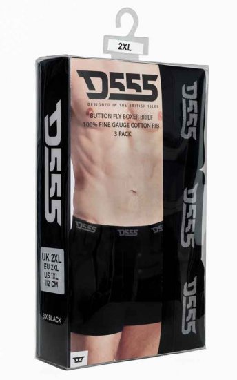D555 Driver Boxershorts 3-pack Black - Spodnje perilo & kopalne hlače - Moško Spodnje Perilo za močnejše postave