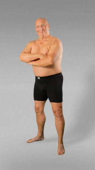 20 Nodi 938 Stretch Cotton Boxer with Embroidered Long Leg Black - Boksarice - Moške Boksarice za Močnejše postave