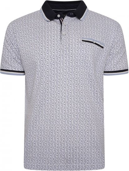 Kam Jeans 5487 Dobby Print Pique Polo White - Polo majice - Moške Polo Majice za Močnejše Postave