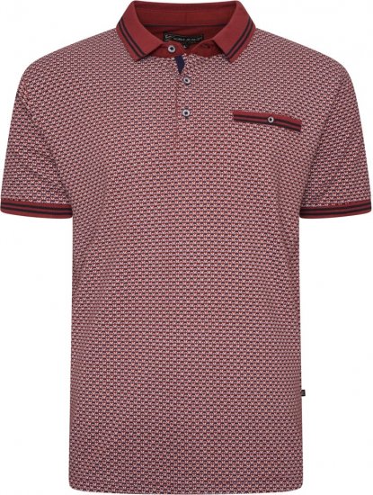  Kam Jeans 5488 Dobby Print Pique Polo Wine - Polo majice - Moške Polo Majice za Močnejše Postave