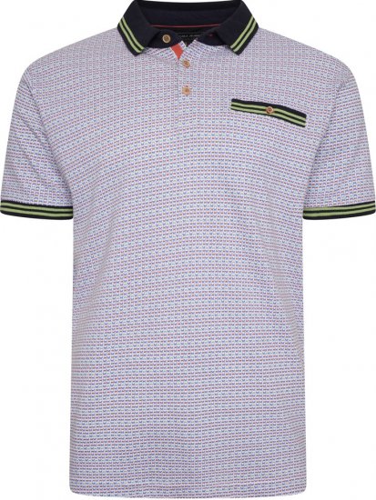 Kam Jeans 5488 Dobby Print Pique Polo Navy - Polo majice - Moške Polo Majice za Močnejše Postave