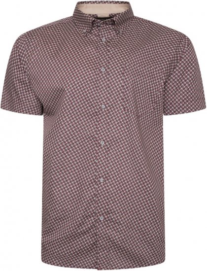 Kam Jeans 6280 All Over Geo Print Shirt Burgundy - Srajce - Moške srajce za Močnejše Postave