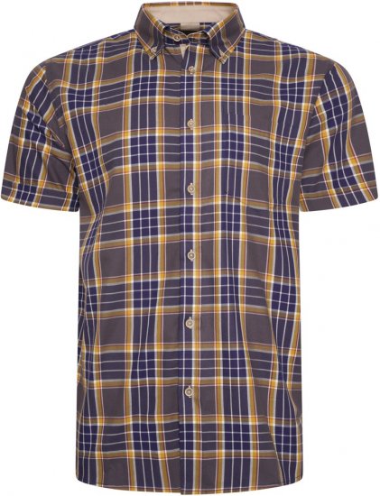 Kam Jeans 6282 Casual SS Check Shirt Navy - Srajce - Moške srajce za Močnejše Postave