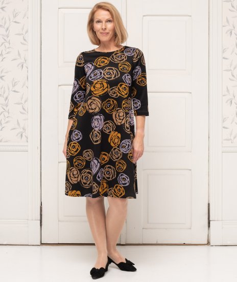 Scandinavian Caramel Flower Petals Dress Lavender and Orange - OBLAČILA ZA ŽENSKE 40-66 - 