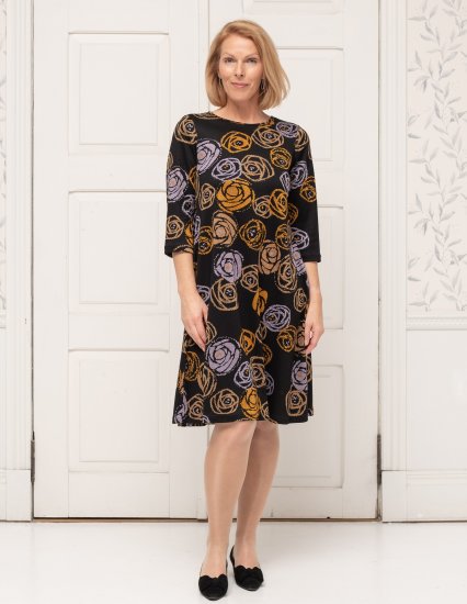 Scandinavian Caramel Flower Petals Dress Lavender and Orange - OBLAČILA ZA ŽENSKE 40-66 - 