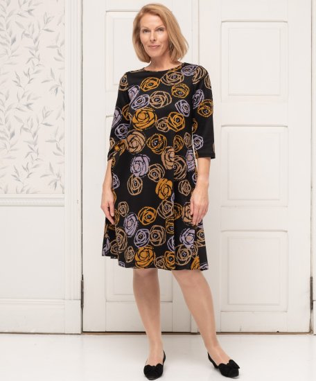 Scandinavian Caramel Flower Petals Dress Lavender and Orange - OBLAČILA ZA ŽENSKE 40-66 - 