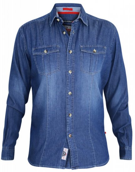 D555 Adcock Long Sleeve Vintage Denim Shirt - Srajce - Moške srajce za Močnejše Postave