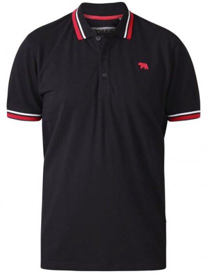 D555 Allante 1 Pique Polo Black - Polo majice - Moške Polo Majice za Močnejše Postave