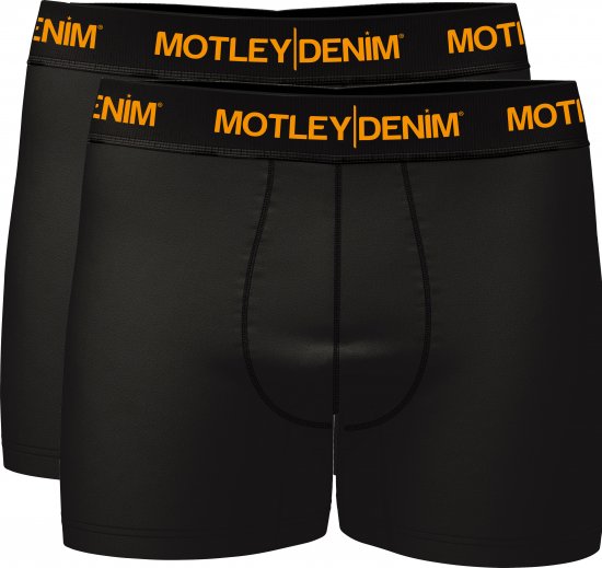 Motley Denim Amsterdam Boxershorts Black 2-pack - Spodnje perilo & kopalne hlače - Moško Spodnje Perilo za močnejše postave
