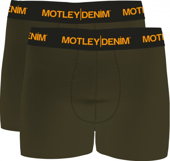 Motley Denim Amsterdam Boxershorts Dark Khaki 2-pack - Spodnje perilo & kopalne hlače - Moško Spodnje Perilo za močnejše postave