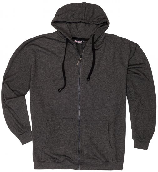 Adamo Athen Hoodie with Zipper Charcoal - Puloverji & jopice - Moški Puloverji & Jopice za Močnejše Postave