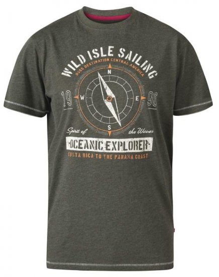 D555 Atticus Oceanic Explorer Crew Neck T-Shirt Khaki - Kratke Majice - Moške kratke majice za močnejše postave