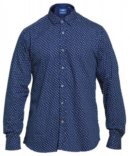 D555 Bainton Long Sleeve Shirt Navy - Srajce - Moške srajce za Močnejše Postave