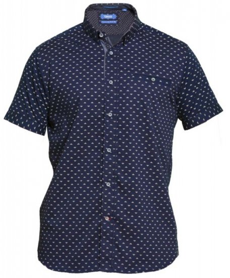 D555 Barrington Short Sleeve Shirt Navy - Srajce - Moške srajce za Močnejše Postave