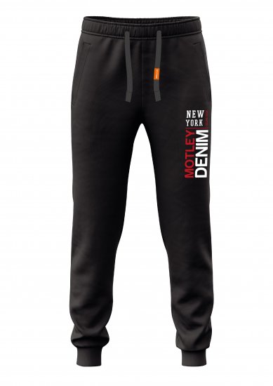 Motley Denim Belfast Sweatpants Black - Trenirke & kratke trenirke - Moške Trenirke za Močnejše Postave
