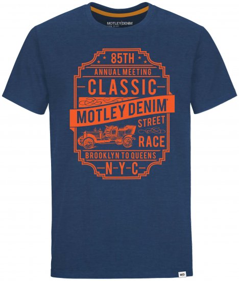 Motley Denim Blackpool T-shirt Dark Indigo - Kratke Majice - Moške kratke majice za močnejše postave