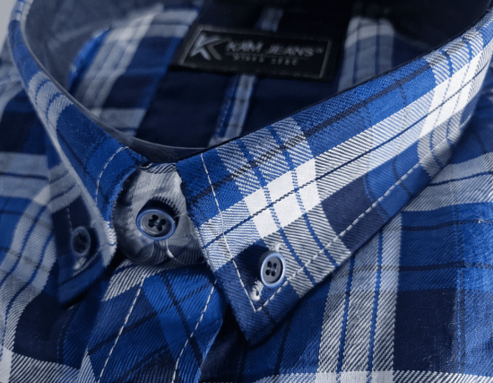 Kam Jeans 6369 Checked Short Sleeve Shirt Blue - Srajce - Moške srajce za Močnejše Postave