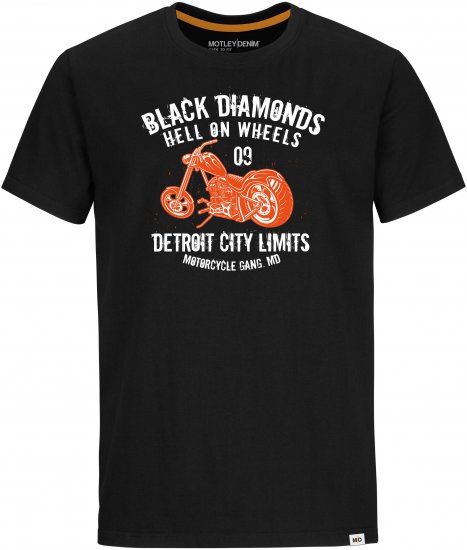 Motley Denim Bracknell T-Shirt Black - Kratke Majice - Moške kratke majice za močnejše postave